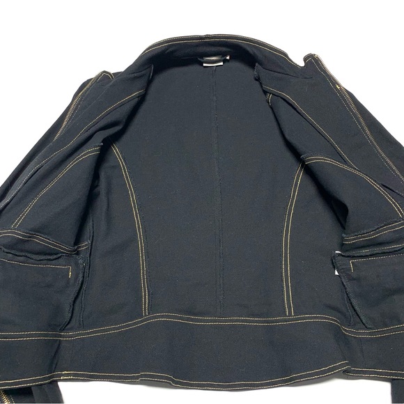 ❗️SOLD❗️Y2K Georgiou Studio Black Denim Tailored Mock Neck Zip Jacket S - Picture 8 of 11
